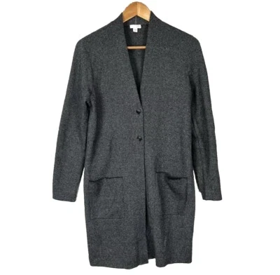 J Jill Long Cardigan Duster Gray Button Up Pockets Cotton Blend Womens Petite L - Image 1 of 4