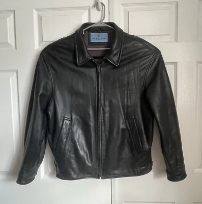 Men’s Kenneth Cole Reaction 100% Black Leather Bomber Jacket  XXL READ RE: SIZE - Image 1 of 4