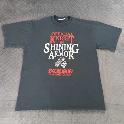 Camisa de Casino Excalibur Hotel De Colección Y2K Las Vegas Negra Manga Corta Hombres Mediana Foto 1 de 4