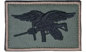 US NAVY SEAL TEAM TRIDENT EAGLE LOGO FOREST TACTICAL MILITARY HOOK MORALE PATCH - Picture 1 of 3