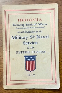 WWI 1917 Insignia Denoting Rank of Officers Military & Naval Service Booklet - Picture 1 of 8