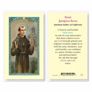 Saint Junipero Serra with - prayer to St. Junipero Serra - Laminated Holy Card - Picture 1 of 4