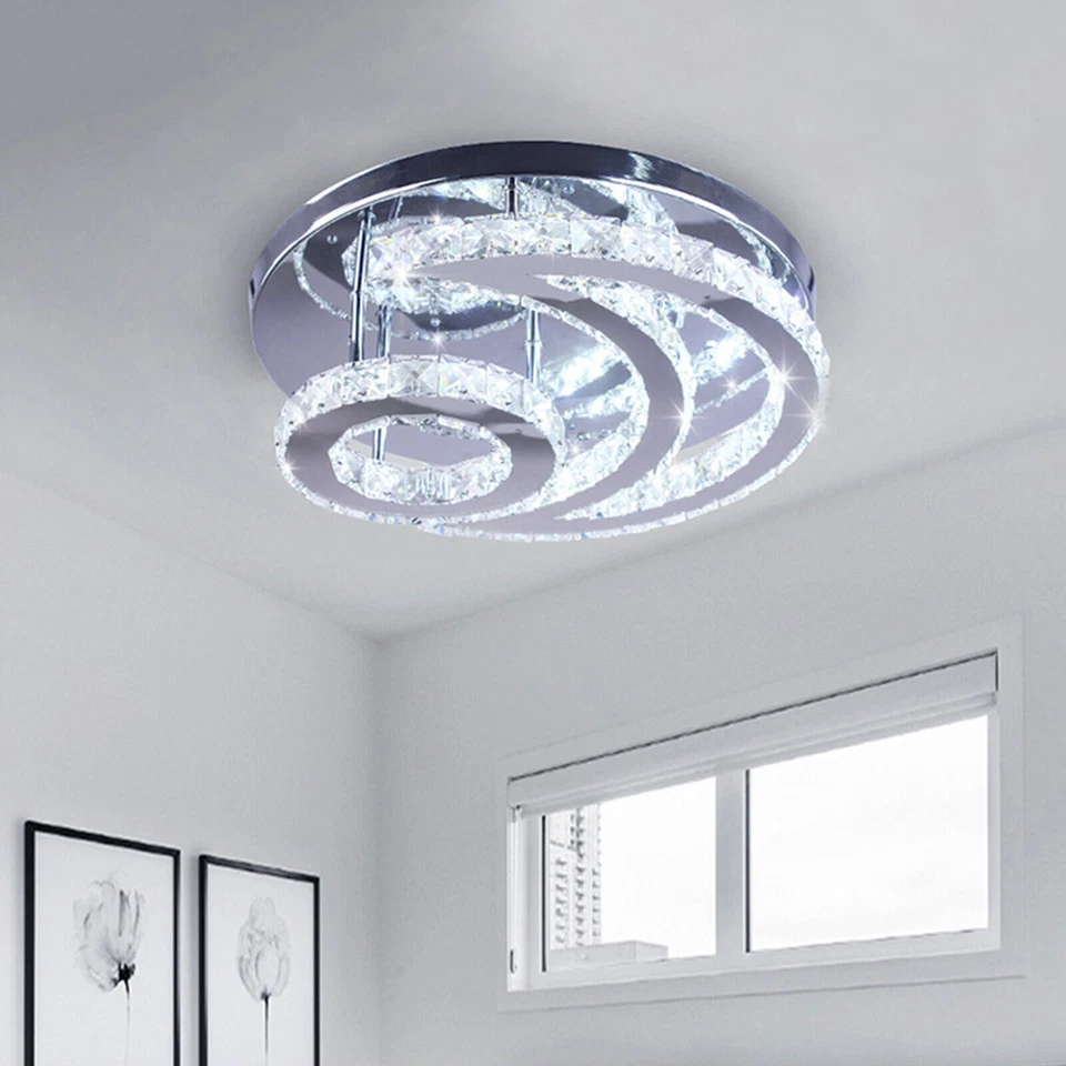 Crystal LED Ceiling Light Fixture Chandelier Lighting Modern Pendant Lamp Indoor - Image 1 of 4