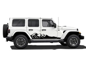 2 PCS Graphics Mountain Car Sticker For Jeep Wrangler Side Door Stripe Decals - Picture 1 of 7