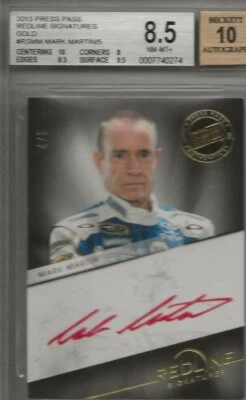 2013 PRESSPASS REDLINE SIGNATURES GOLD #RSMM MARK MARTIN 4/5 BGS NM-MT + 8.5 - Image 1 of 3