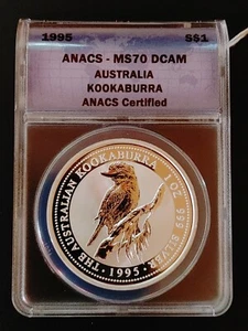 1995 Silver Australia 1oz Kookaburra ANACS MS70 DCAM - Picture 1 of 4