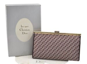 Authentic Christian Dior Trotter Clutch Bag Canvas Leather Bordeaux Box 4210I