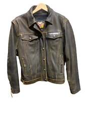 Vintage Womens Harley Davidson Rough Leather Trucker Style Jacket Size Large