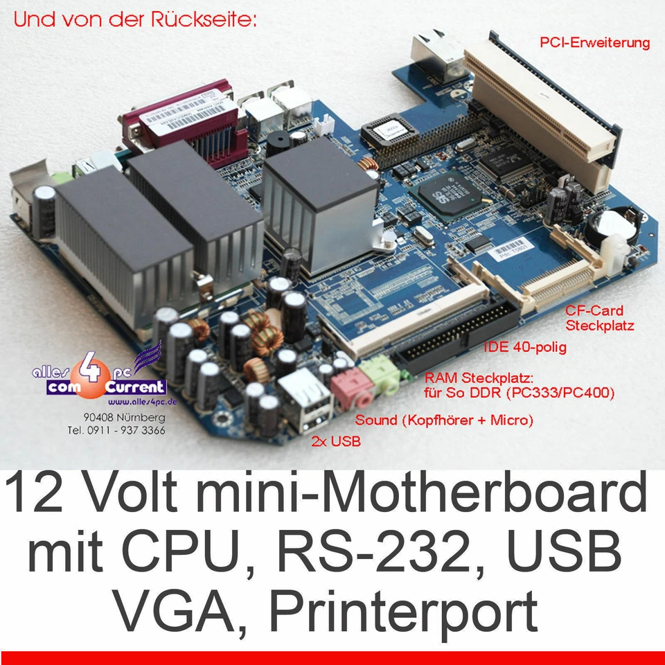 Mini Motherboard NX1500 With CPU AMD 1500 RS-232 Lpt USB 12V Operation PCI - Image 1 of 1