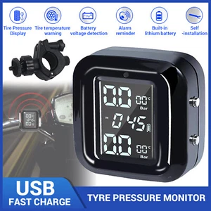 Wireless Motorcycle TPMS Tire Tyre Pressure Monitor System + 2 External Sensors - Picture 1 of 13