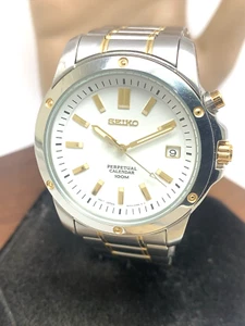Reloj Seiko Hombre 6A32-00B0 Calendario Perpetuo Esfera Blanca Dos Tonos Acero 38mm - Imagen 1 de 15