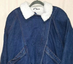 Chaqueta de jean vintage años 80 Andy Johns para mujer talla L cuello sherpa manga radial - Imagen 1 de 9
