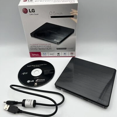 LG Externa DVD-GRABADORA Negra Ultra Delgada Portátil - SP60 - DVD-RW - Caja Abierta Foto 1 de 4