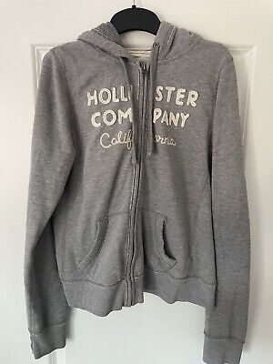 Hollister Womens Grey Hoodie Zip Up - Size (m) - Hooded Sweatshirt Top Ladies • 10.80€
