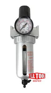1/4" Mid Flow Air Compressor Regulator & Filter Combo w/ Gauge /Manual Drain - Picture 1 of 4