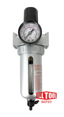 1/4" Mid Flow Air Compressor Regulator & Filter Combo w/ Gauge /Manual Drain - Image 1 of 4