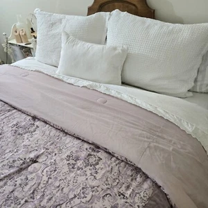 RARE Rachel Ashwell Comforter Fiona Purple Floral Velvet Border Reverses RETIRED - Picture 1 of 17