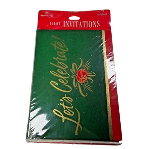 Vintage Hallmark Weihnachten Neujahr Party Einladungskarten 8er-Pack mit Umschlägen NEU - Bild 1 von 4
