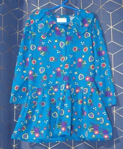 Vintage Girls 80s 90s Dress Floral AOP Blue Multi - Picture 1 of 3