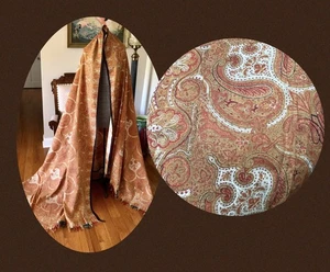 VTG Antique 1860s VICTORIAN CIVIL WAR ERA *PAISLEY Wool Challis BLANKET SHAWL - Picture 1 of 12