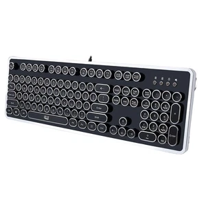 Retro Desktop Mechanical Typewriter-Style Keyboard Metal Base and Chrome Keyc... - Picture 1 of 5