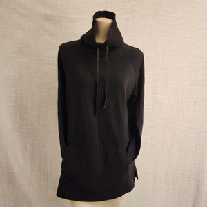 Comtemporaine W M Blk Cotton Althleisure L/S Hoodie Style Turtleneck Tunic A387 - Picture 1 of 14
