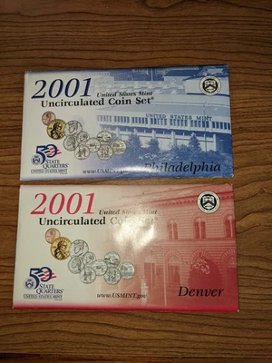 2001 P&D Uncirculated Mint Set w/Quarters Set   20 Coins Incl  w/OGP & COA M622 - Image 1 of 4