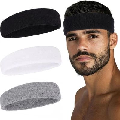 Bandas para el sudor, diadema deportiva para hombres y mujeres, tela de rizo Foto 1 de 4