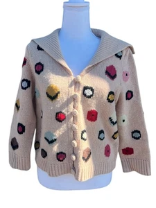 HWR Monogram Anthropologie Chocolate Box Cardigan Strick Beige Wollmischung Gr. LARGE - Bild 1 von 10