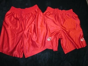 VINTAGE RUSSELL ATHLETIC SATIN RED BASKETBALL SHORTS, LOT OF 2, LG & XL, # 567 - Picture 1 of 5