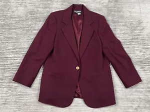 Vintage Sag Harbor Jacket Womens 10 Red 100% Pure Wool One Button Front - Picture 1 of 13