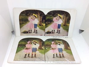 Juego de 2 Stealing A Kiss Puppy Love Stereopticon Ingersoll Young Love - Imagen 1 de 10