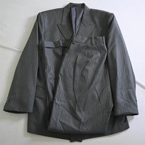 Bespoke Classic Fashion 38R 34x32 Gray Striped Double Breasted Jacket Pants Suit - Picture 1 of 12