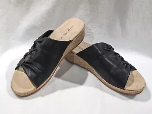 Easy Street Women's Bertina Black Platform Wedge Sandals - Size 10 NWB WIDE - Picture 1 of 6