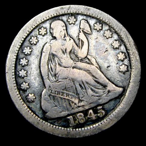 1845-O Seated Liberty Dime Silver ---- Nice Details Scratch Coin ---- #XD320 Cover