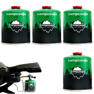 CAMPCOOGA 4 x 450gr Gaskartusche Schraubkartusche Ventil Camping Grill tragbar Butan Q