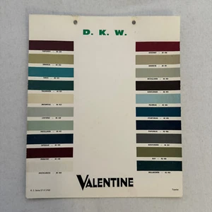 Vintage DKW Car Paint Chip Color Sample Sheet Valentine - Picture 1 of 9