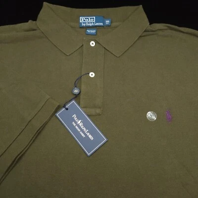 CAMISA POLO RALPH LAUREN -3XB GRANDE - MALLA VERDE MILITAR MANGA CORTA - PONY GOLF púrpura Foto 1 de 4