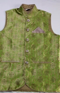 SULTAN THE RING OF EURTA TAPESTRY SATIN VEST GREEN GOLD SIZE 38 BEAUTIFUL BUTTON - Picture 1 of 14