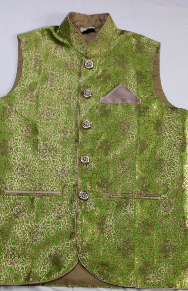 SULTAN THE RING OF EURTA TAPESTRY SATIN VEST GREEN GOLD SIZE 38 BEAUTIFUL BUTTON - Image 1 of 4