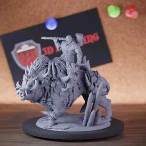 Ork Barbar Miniatur berittenes Wildschwein Mini Dungeons and Dragons DnD 5e TTRPG - Bild 1 von 8