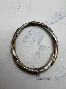 Vintage Multi Toned 925 Sterling Silver Spiral Cuff Magnet Hinged Bracelet - Picture 1 of 6