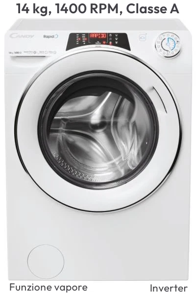 Candy RapidÓ RO14146DWMCT/1-S lavatrice Caricamento frontale 14 kg 1400 Giri/min