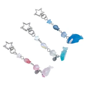 Cute Fish Pendant Beaded Keychain Ocean Animal Keyring Mobile Phone Accessories - Zdjęcie 1 z 11