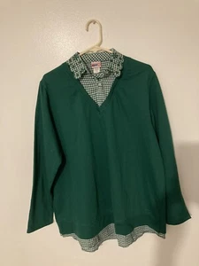American Sweetheart Sweatshirt Pullover With Faux Blouse 2X Green XX - Picture 1 of 7