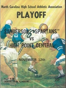 1971 NORTH CAROLINA HIGH SCHOOL PLAYOFF-PROGRAMM SANDERSON vs HIGH POINT CENTRAL - Bild 1 von 1