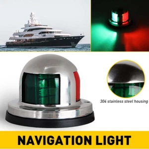 2-IN-1 Marine Boat Yacht Pontoon 12V Stainless Steel LED Bow Navigation Lights - Picture 1 of 12