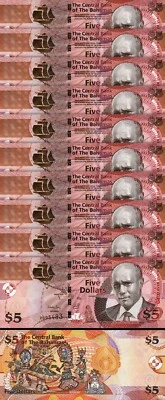 Bahamas 5 Dollars 2013, UNC, 10 Pcs LOT, Consecutive, P-72b, Printer TDLR - Image 1 of 4