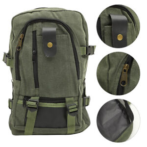 Large Capacity Green Rucksack Canvas Backpack for Travelers