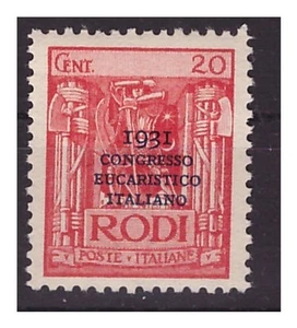 ISOLE EGEO  1931 -  CONGRESSO EUCARISTICO Centesimi  20   NUOVO ** MNH - Imagen 1 de 1